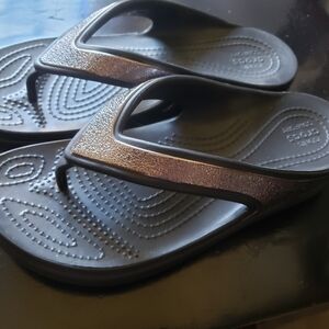 CROCS Black With Silver Accent Sandals